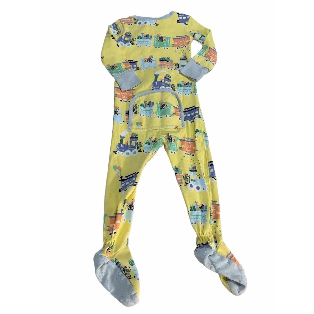 The Beaufort Bonnet Company 100% Pima Cotton Sleeper 12-18M Birthday Train